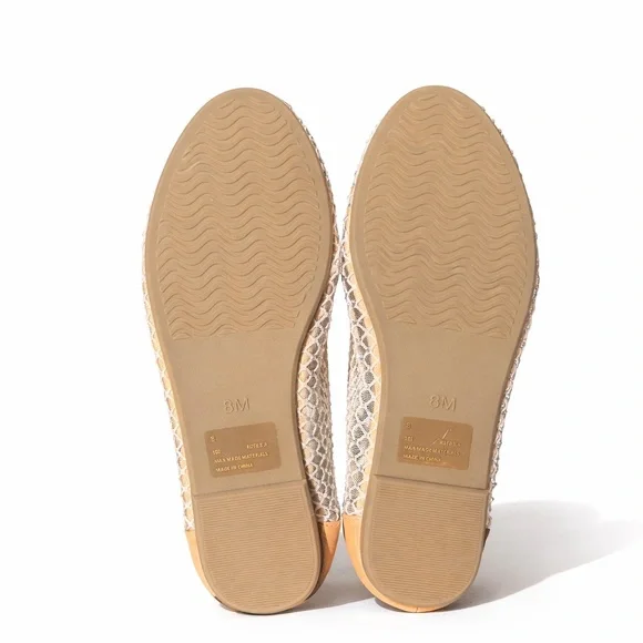 NWOT Project Cloud Ruthie.A Sparkly Ballet Flats Tan & White Woven Memory Foam 8 - Picture 5 of 10